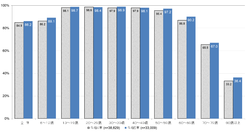 Japanese Internet Use by age group